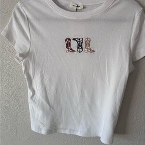 Dirty Laundry White Tee with Boot Design